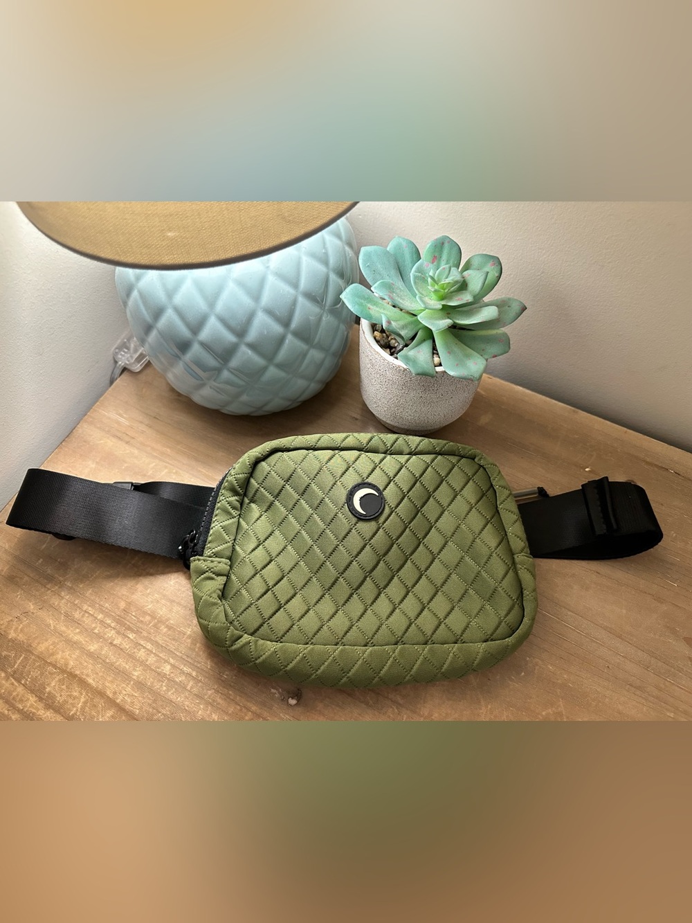 Zyia Active Quilted Crossbody Belt Bag Olive Green